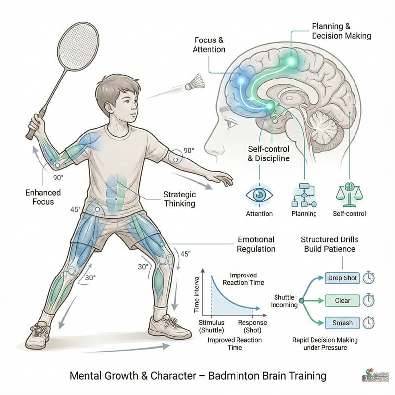 Học viên nhí tập cách cầm vợt và tư thế đúng tại học viện cầu lông Kuala Lumpur