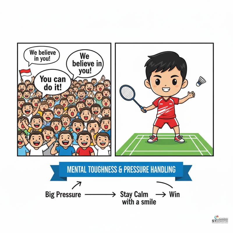 Jonatan Christie celebrating tournament victory with Indonesian flag display