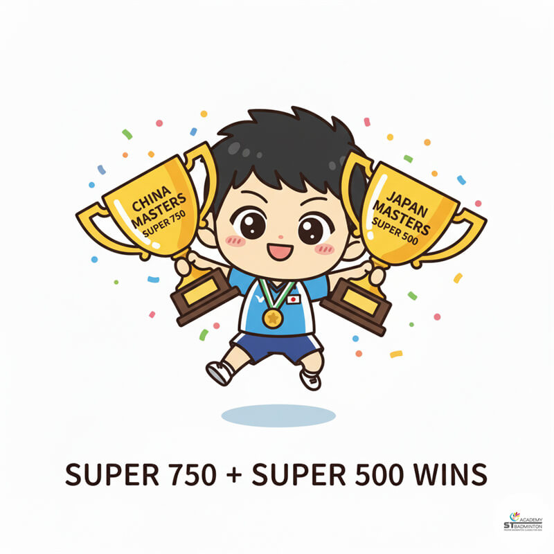 Kodai Naraoka celebrating China Masters Super 750 victory for Japan