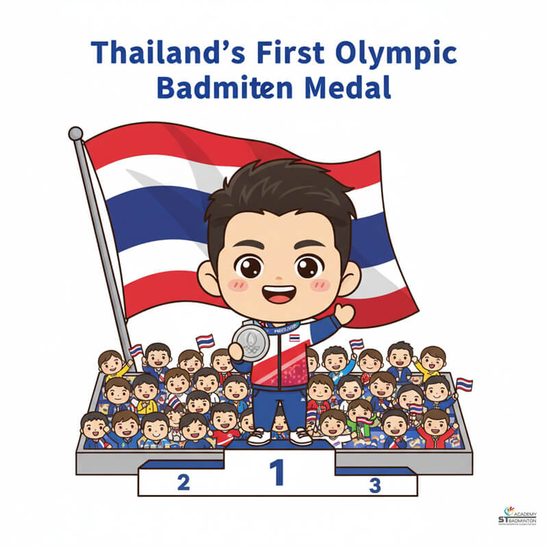 Kunlavut Vitidsarn competing at Paris Olympics with determination and focus