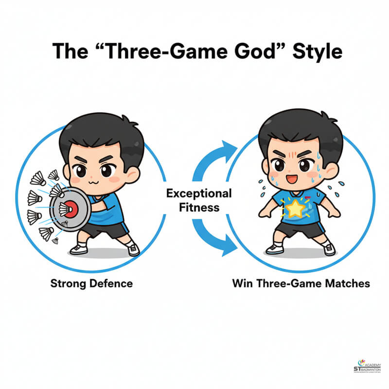 Kunlavut Vitidsarn demonstrating exceptional defensive skills during intense long rally