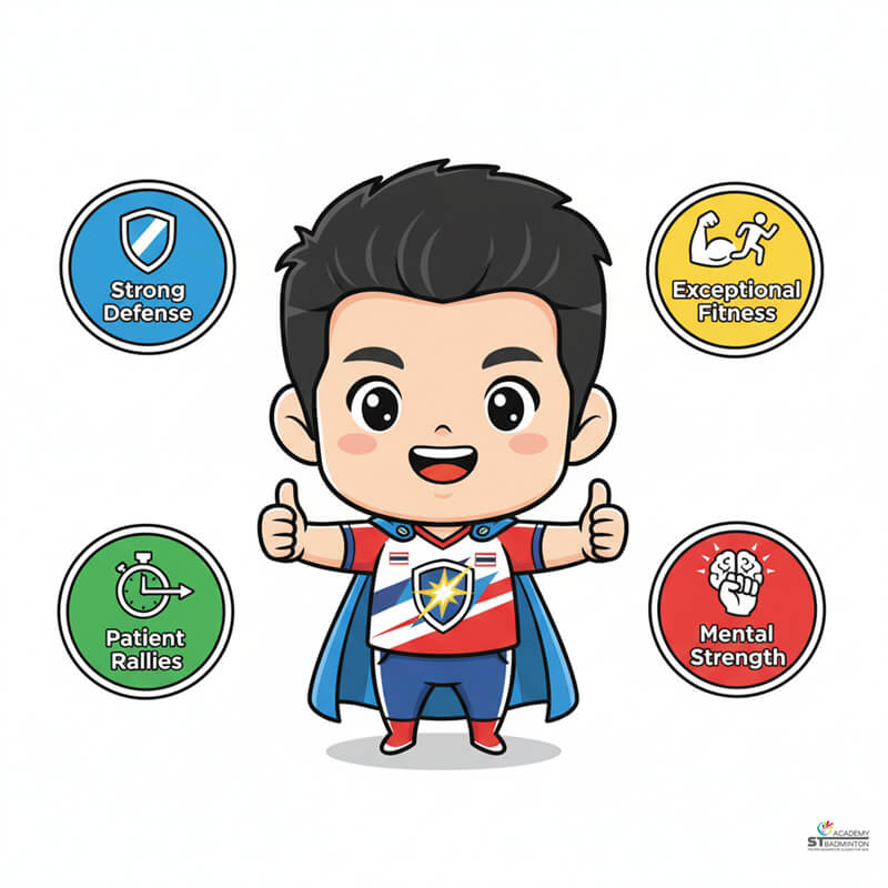 Kunlavut Vitidsarn displaying defensive retrieval during international men's singles match