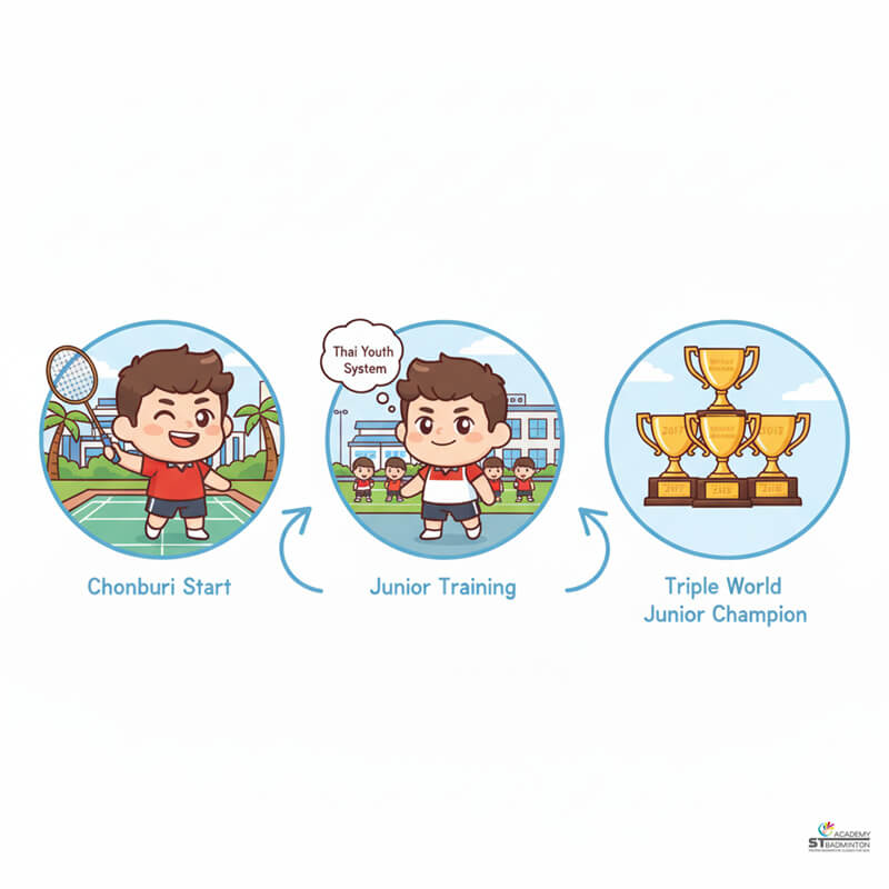 Kunlavut Vitidsarn training with Thai national badminton team during preparation