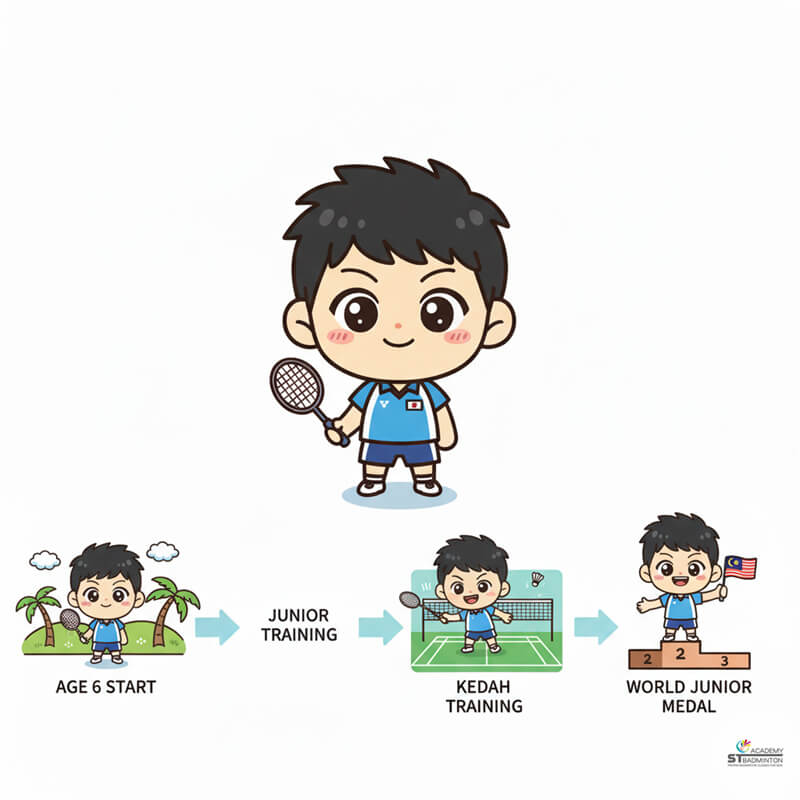 Lee Zii Jia celebrating BWF World Tour victory with Malaysian flag display