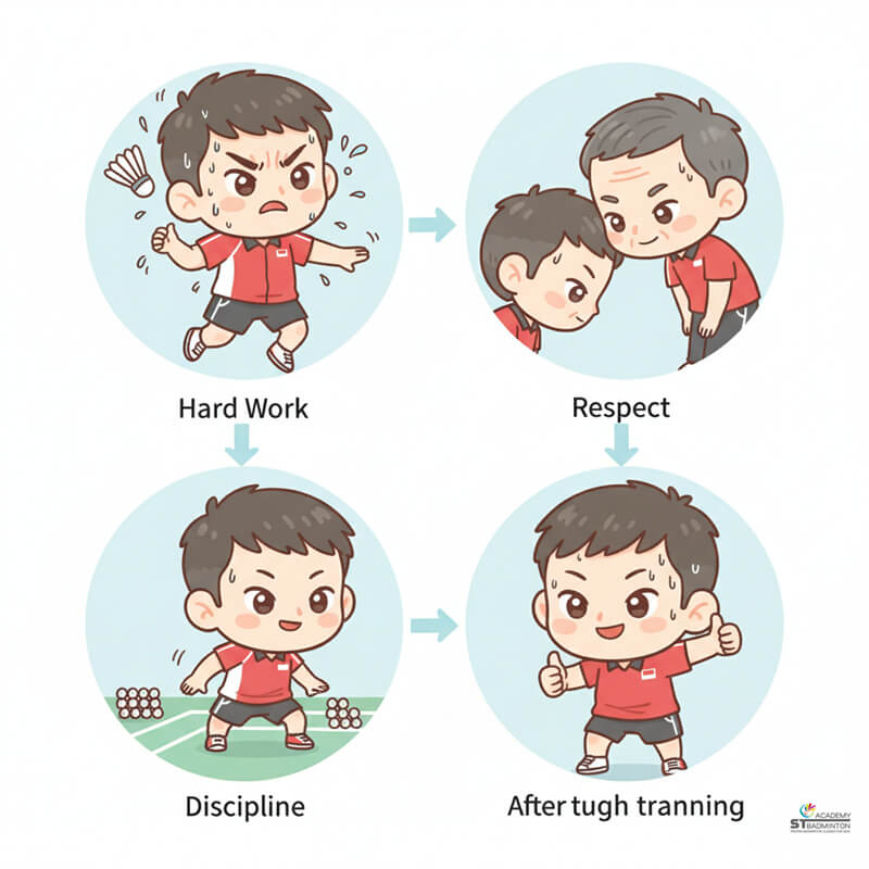 Loh Kean Yew showing respectful attitude and discipline toward coaches and training partners