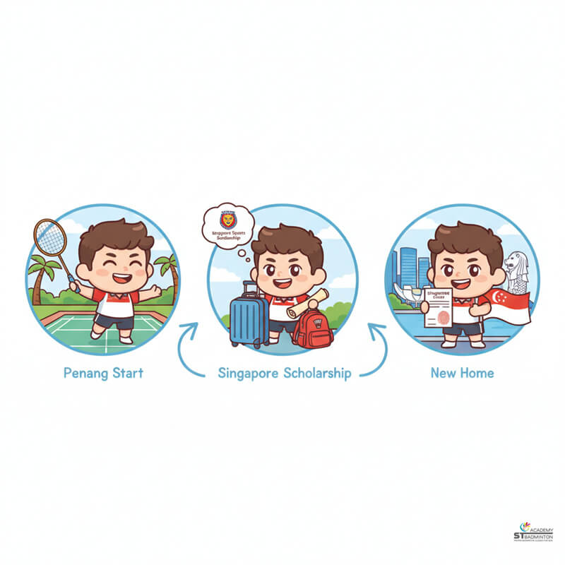 Young Singapore badminton player training with discipline and proper fundamentals