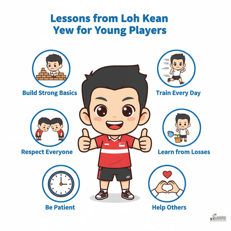 Young players in Singapore and Malaysia watching Loh Kean Yew match highlights for learning inspiration