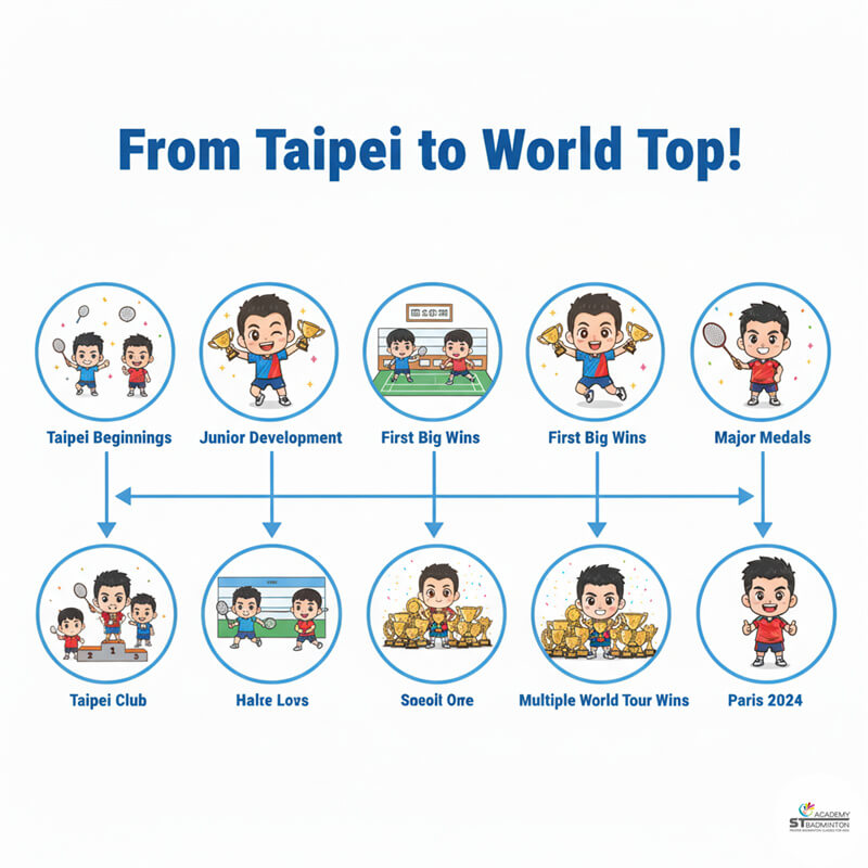 Young players in Taiwan and Southeast Asia studying Chou Tien Chen match highlights for learning inspiration