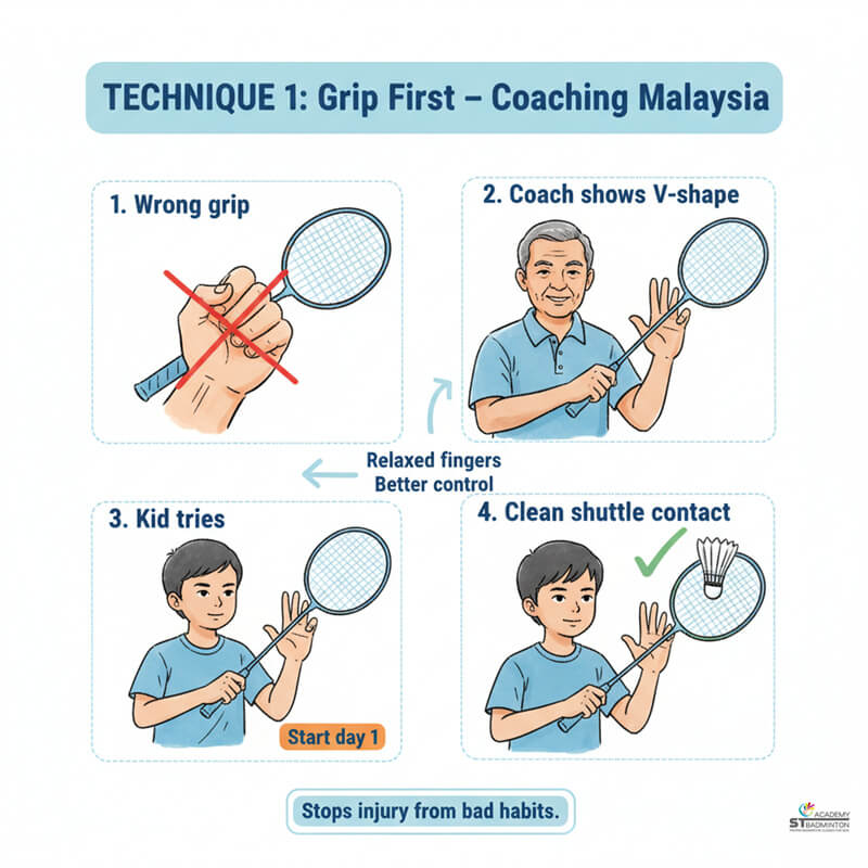 Huấn luyện viên cầu lông tại Kuala Lumpur thị phạm kỹ thuật nền tảng | Lớp học cho người mới bắt đầu ở Setapak.