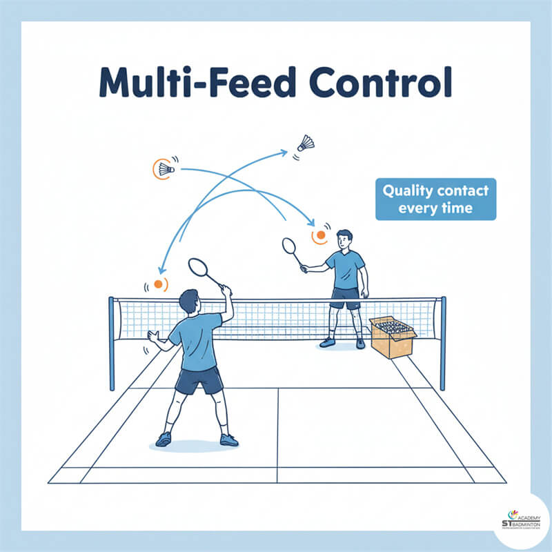 Huấn luyện viên quan sát kỹ thuật của học viên trong bài tập thả nhiều cầu | Huấn luyện viên cầu lông Setapak