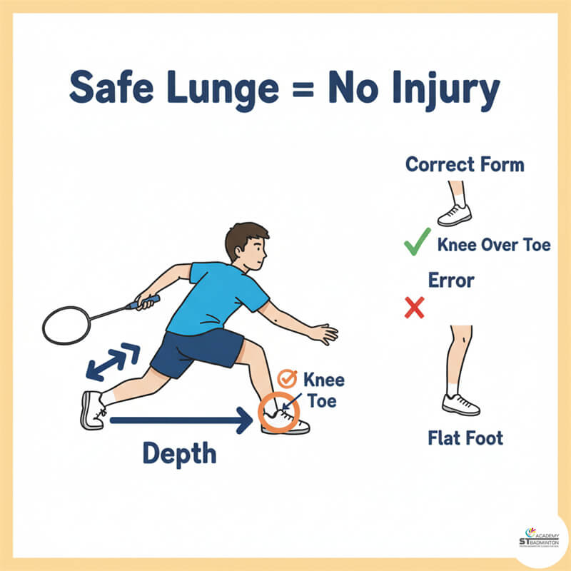 Học viên thể hiện tư thế chùng chân đúng trong bài tập di chuyển chân mô phỏng | Kỹ thuật cầu lông nền tảng