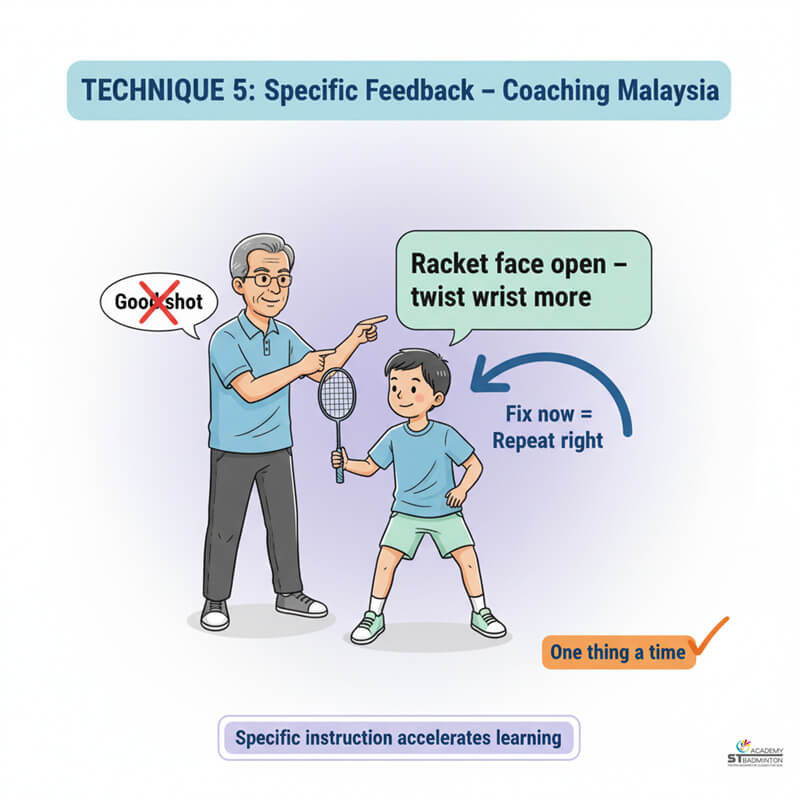 Học viên tại Malaysia thực hiện kỹ thuật di chuyển chân về trung tâm | Huấn luyện cầu lông hiệu quả tại Ampang.