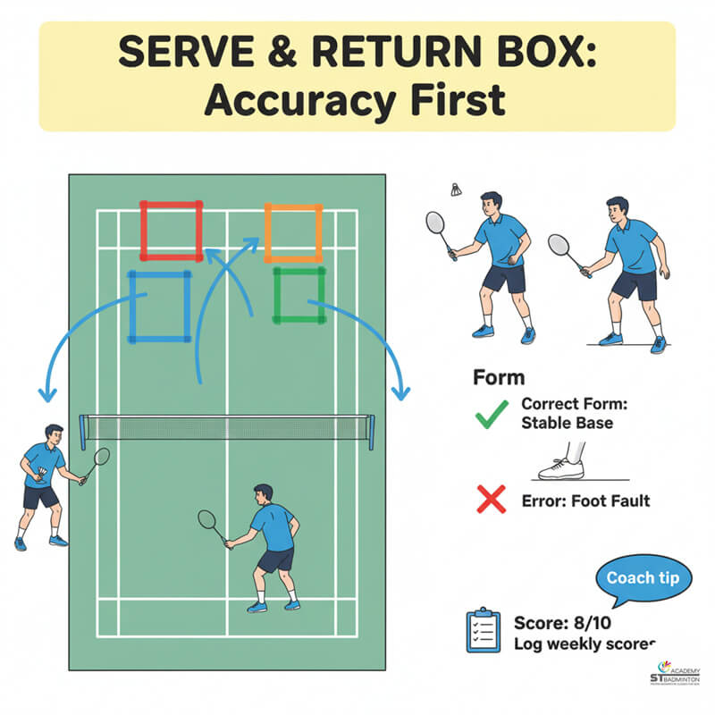 Huấn luyện viên cầu lông dùng băng dính đánh dấu ô giao và trả cầu | Kỹ thuật cầu lông tại Kuala Lumpur