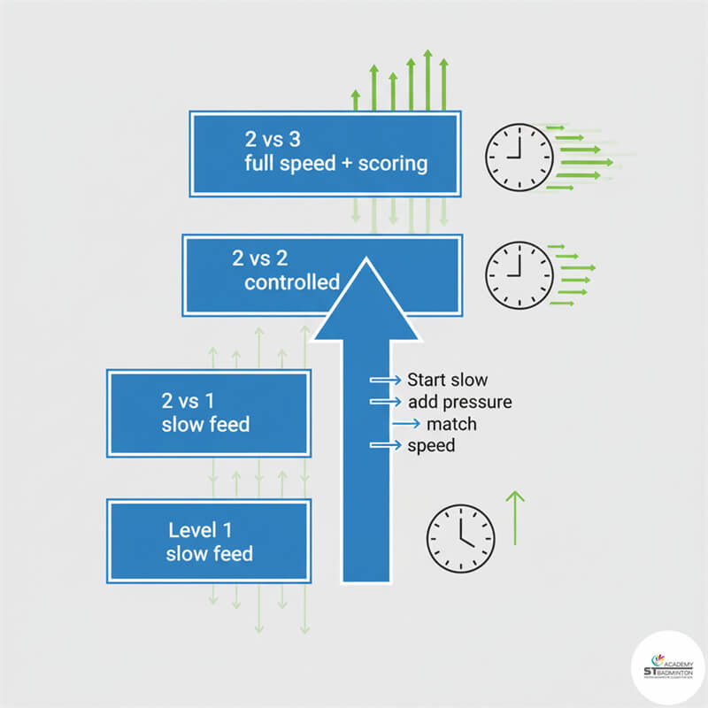 Junior doubles team training with coach at badminton academy near Setapak Kuala Lumpur