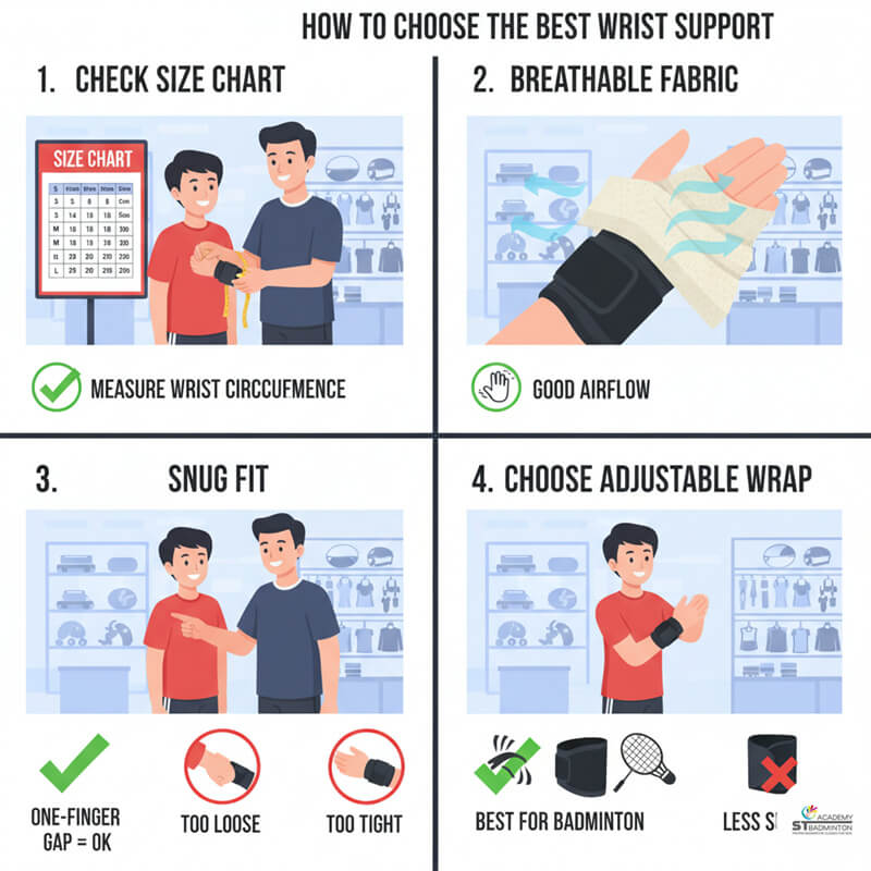 Huấn luyện viên cầu lông ở Malaysia quan sát tư thế cổ tay của học viên, tư vấn về loại đai hỗ trợ cổ tay tốt nhất.