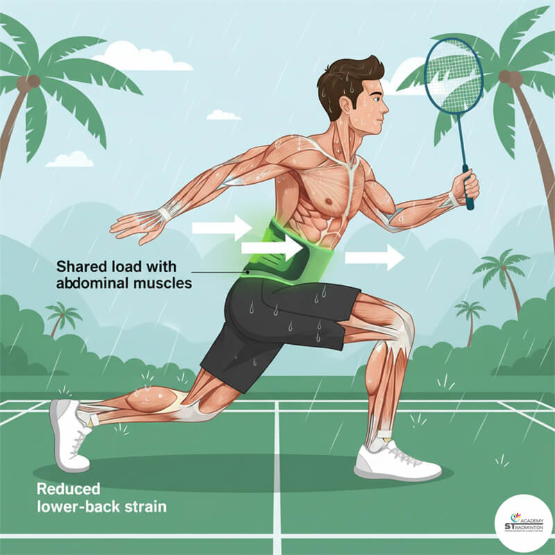 Pemain bulutangkis di Setapak melakukan lunge dengan nyaman sambil memakai sabuk penopang pinggang | Latihan pergerakan kaki