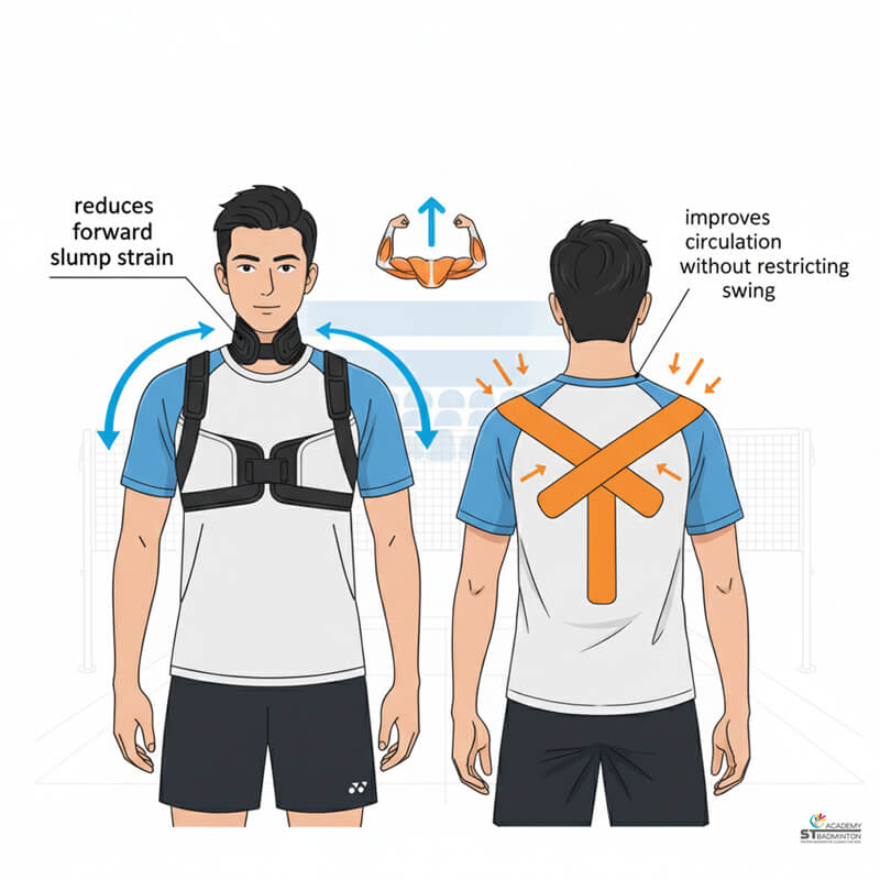 Người chơi cầu lông đeo đai hỗ trợ tư thế khi huấn luyện ở Setapak, Kuala Lumpur | Kỹ thuật cầu lông an toàn