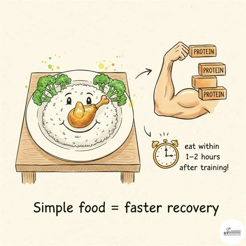 Dinh dưỡng giúp phục hồi cơ bắp sau buổi huấn luyện cầu lông tại Malaysia | Lớp ở Wangsa Maju.