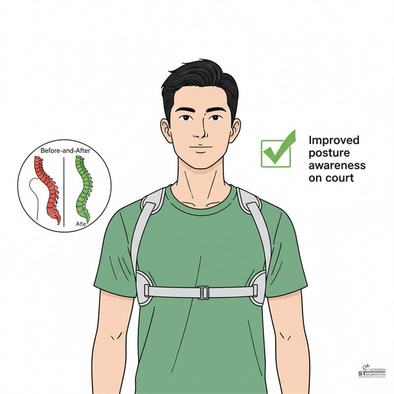 Pemain di Malaysia menunjukkan postur yang baik dengan bantuan penyangga postur untuk pemain bulutangkis | Pelatih bulutangkis Petaling Jaya