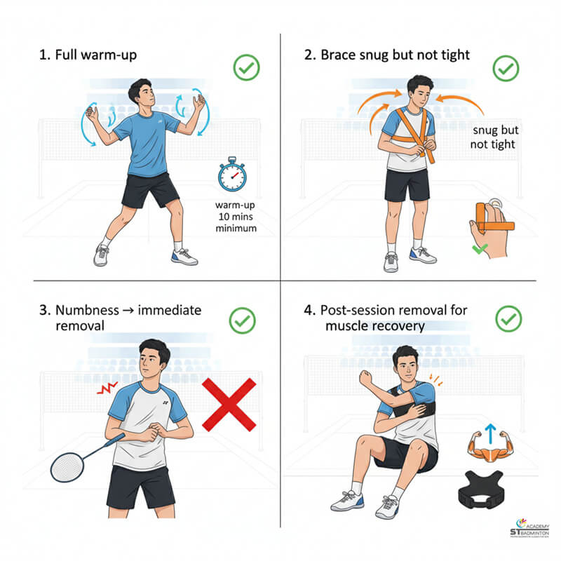 Người chơi sử dụng đai vai an toàn trong buổi huấn luyện cầu lông tại Kuala Lumpur | Phòng ngừa chấn thương cho người lớn