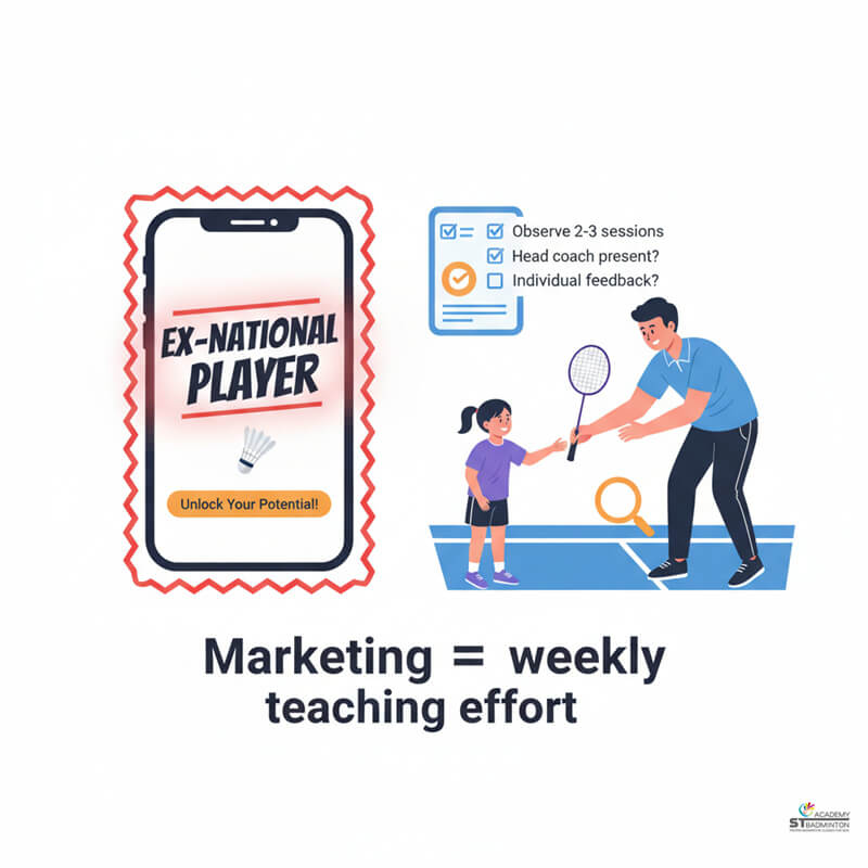 Huấn luyện viên cầu lông chuyên nghiệp tại Kuala Lumpur đang sửa lỗi di chuyển chân cho vận động viên trẻ | Lớp học tại Setapak, Malaysia