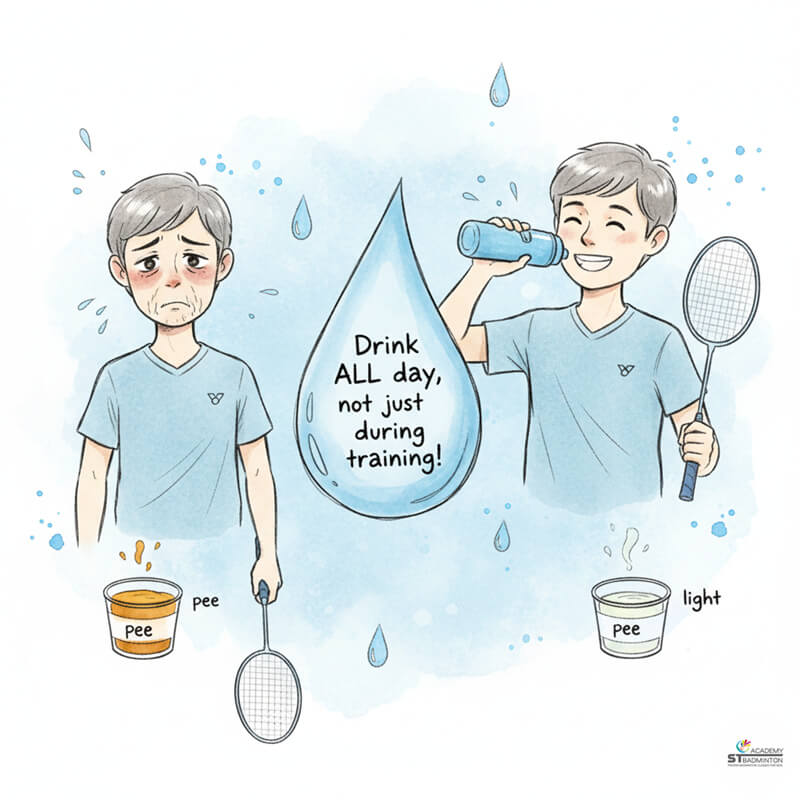 Bù nước là một phần quan trọng của phục hồi trong huấn luyện cầu lông tại Malaysia | Lớp ở Gombak.