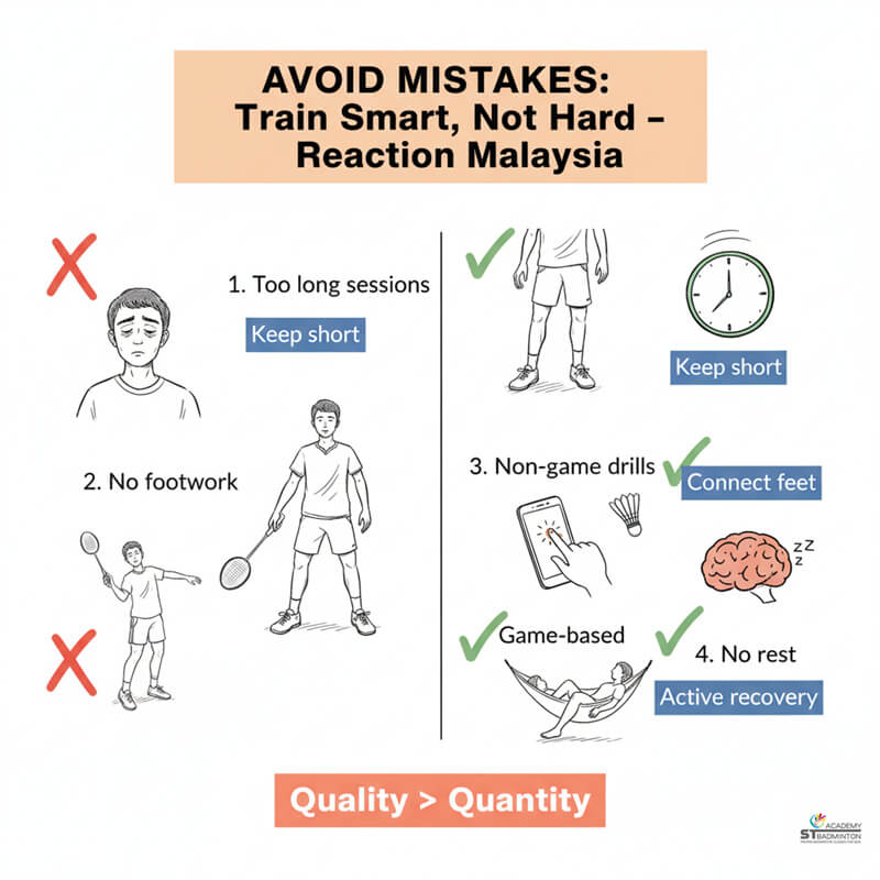 Học viên trẻ tự tin sau buổi huấn luyện cầu lông tại KL, tập trung vào bài tập phản xạ và nhanh nhẹn.