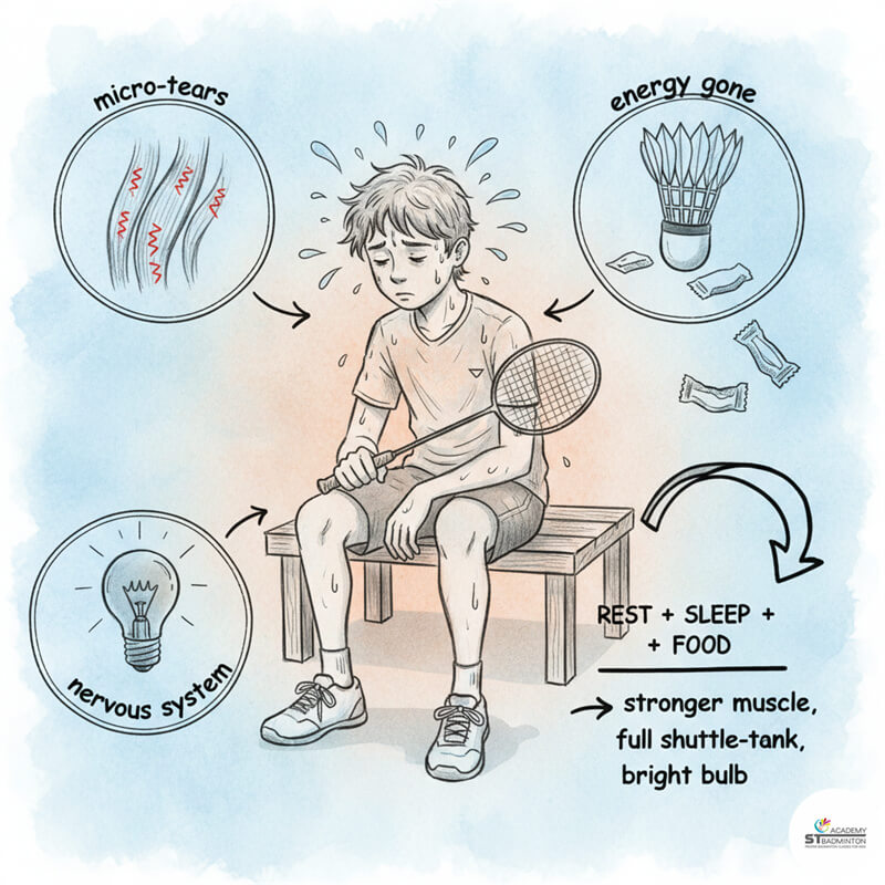 Huấn luyện cầu lông trẻ em tại Kuala Lumpur | Vận động viên nghỉ ngơi để phục hồi và tránh kiệt sức tại Setapak.