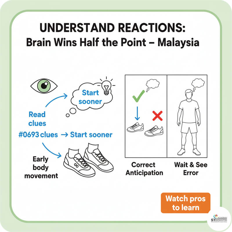 Huấn luyện cầu lông tại Malaysia cho thanh thiếu niên | Chuỗi phản xạ: nhìn thấy cầu, quyết định và di chuyển.