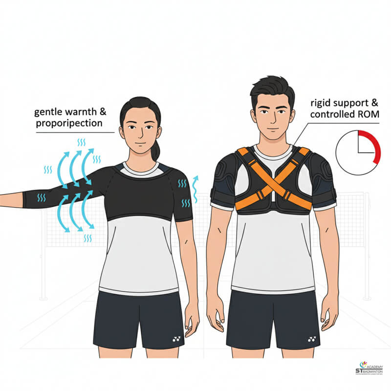 Đai vai cầu lông có thể điều chỉnh đang được đeo cho người chơi ở Cheras | Hỗ trợ huấn luyện cầu lông tại Kuala Lumpur