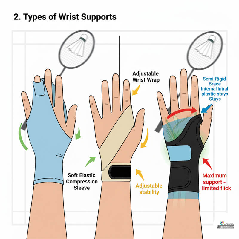 Một chiếc đai hỗ trợ cổ tay cầu lông có thể điều chỉnh đang được đeo cho vận động viên ở Cheras, Kuala Lumpur | Lớp cầu lông cho người lớn.