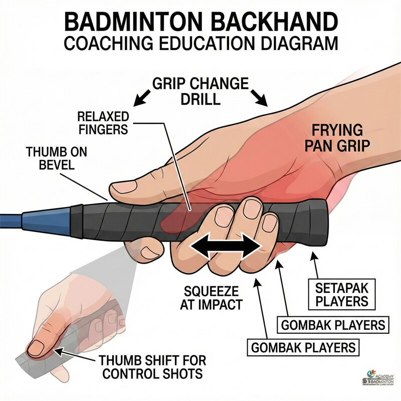 Badminton footwork training for backhand rear court at hall in Kuala Lumpur