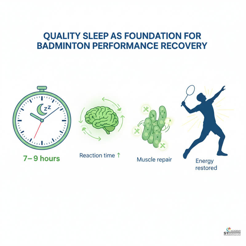 Badminton player in Kuala Lumpur doing cool down stretches after training session