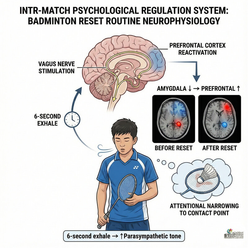 Badminton player practising reset routine between rallies in Setapak training hall