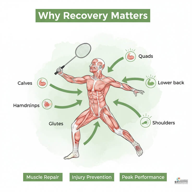 Badminton player using foam roller on calves after training session in Kuala Lumpur KL