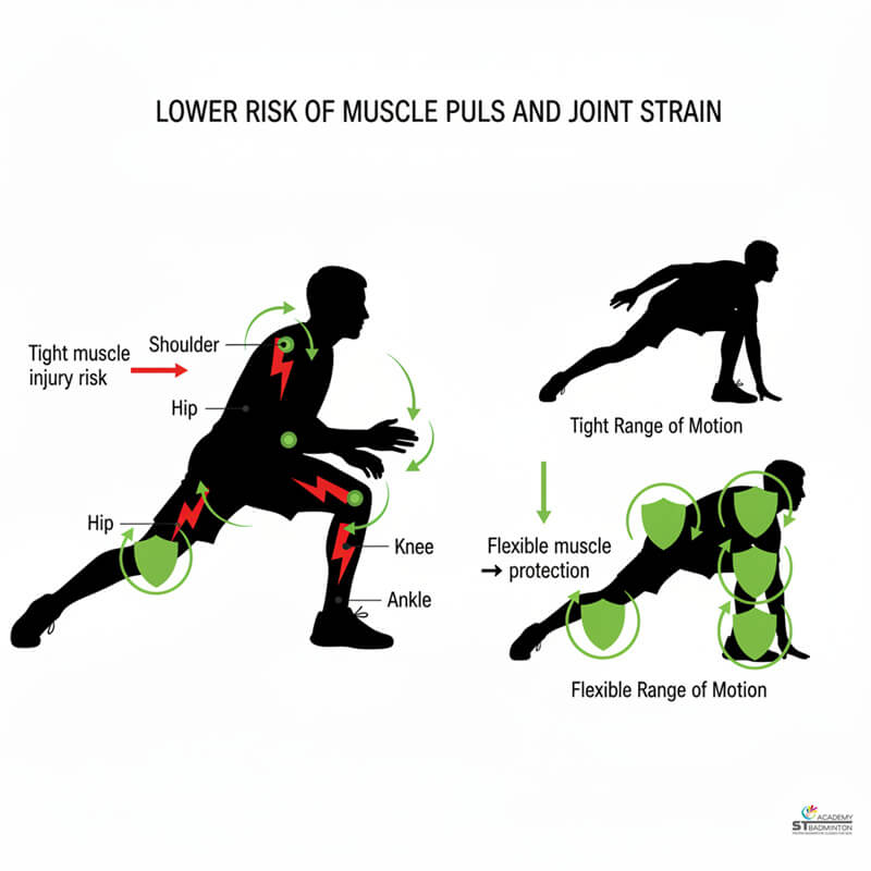 Certified badminton coach guiding shoulder mobility exercise for overhead shots in Malaysia