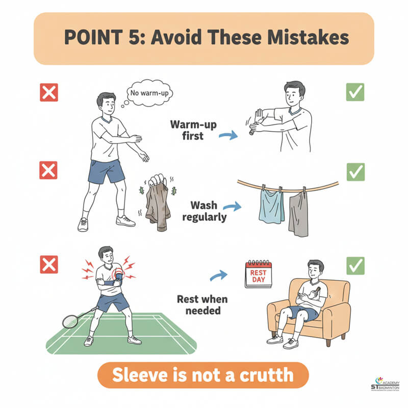 Perbandingan penggunaan lengan baju yang benar dan salah saat latihan bulutangkis di Cheras | Kelas bulutangkis remaja Titiwangsa