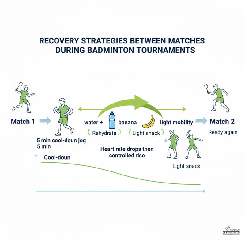 Player doing post match recovery stretches at Malaysia badminton tournament venue