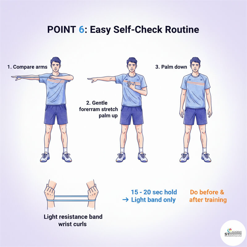 Pemain melakukan peregangan lengan sebelum menggunakan lengan baju kompresi di KL | Latihan fisik bulutangkis di Sentul