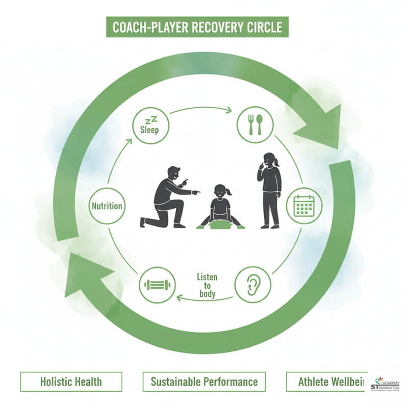 School athlete rolling quads and IT band as part of recovery routine in Singapore badminton hall