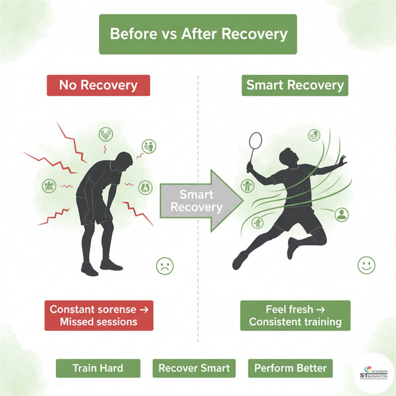 Youth badminton player doing upper back foam rolling for shoulder tension relief in Malaysia