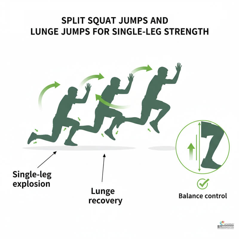 Adult player in Singapore adding plyometric jumps before badminton training session