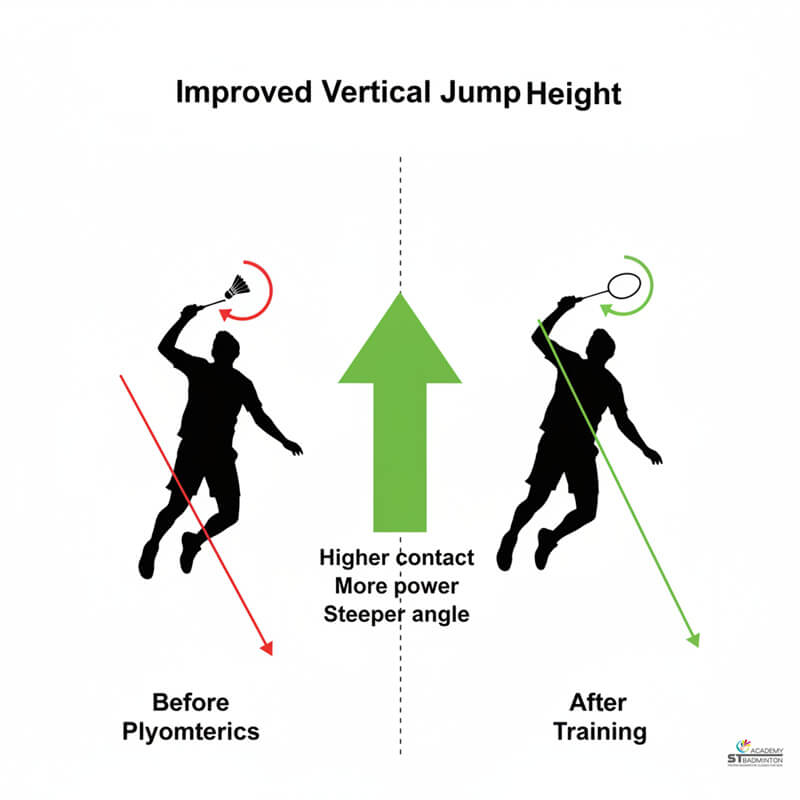 Badminton player practising squat jumps for explosive power in Kuala Lumpur training hall