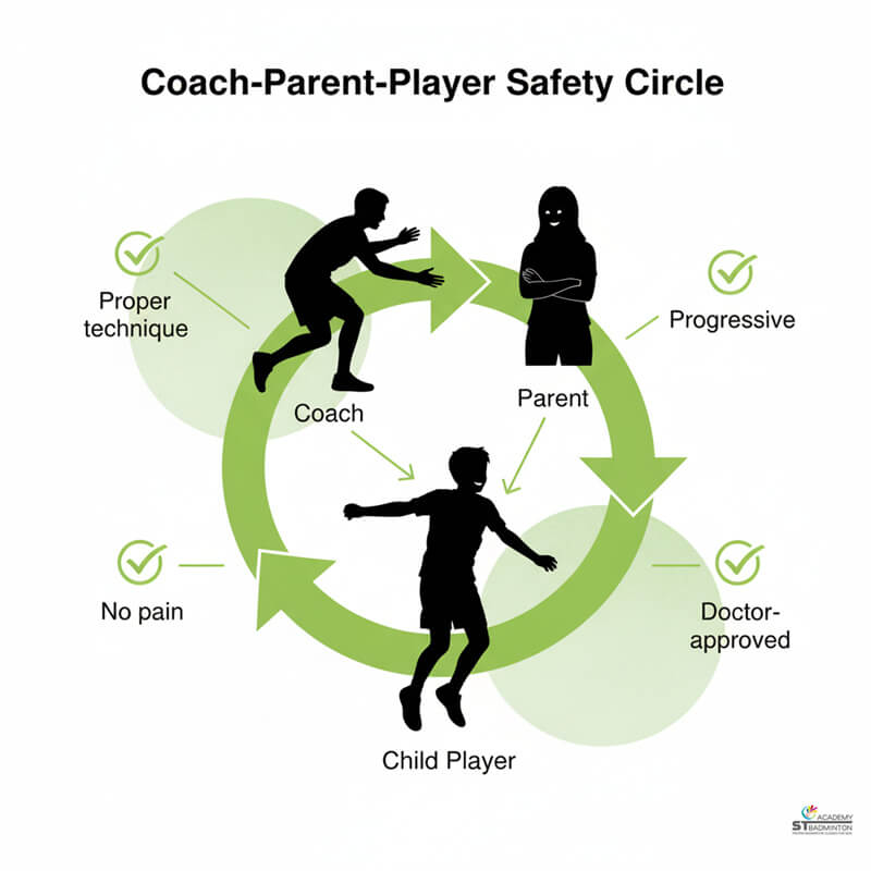 Group combining balance work with low-impact hops at Singapore badminton training session