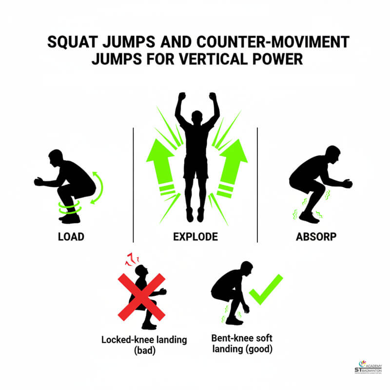 Junior badminton athletes doing lateral bounds to improve change of direction ability