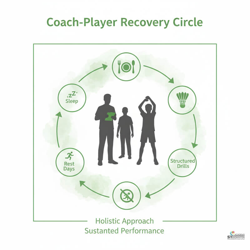 Junior players doing shadow footwork circuit with bodyweight exercises in Cheras