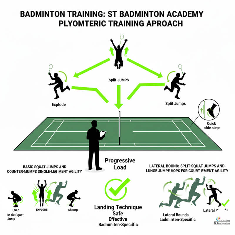 Juniors progressing from basic to advanced plyometric exercises under coach supervision Singapore