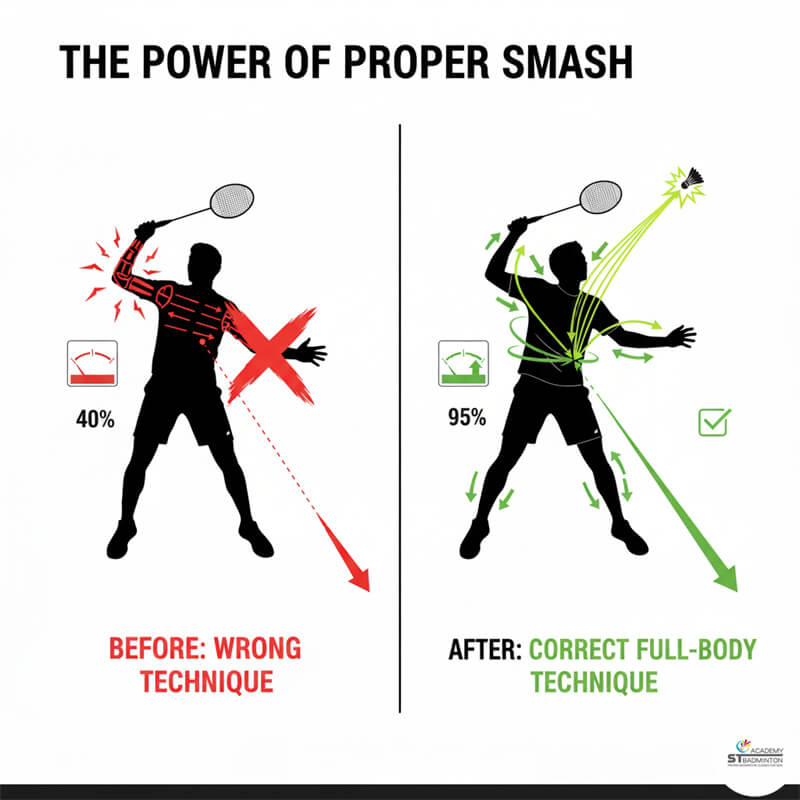 Adult player working on shoulder rotation and arm mechanics for stronger smash in Malaysia