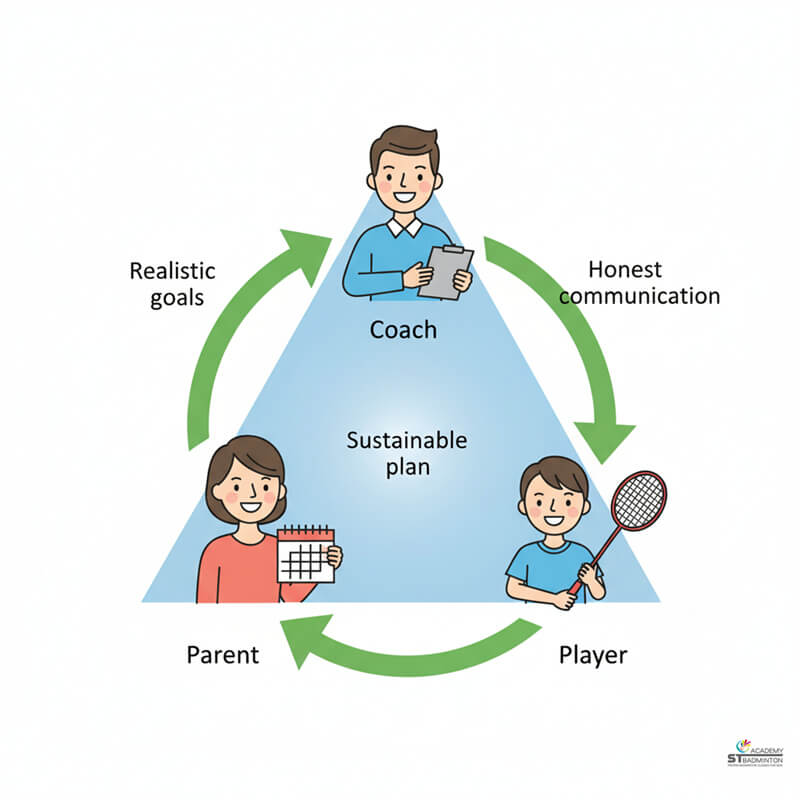 Junior following balanced weekly badminton training schedule in Singapore