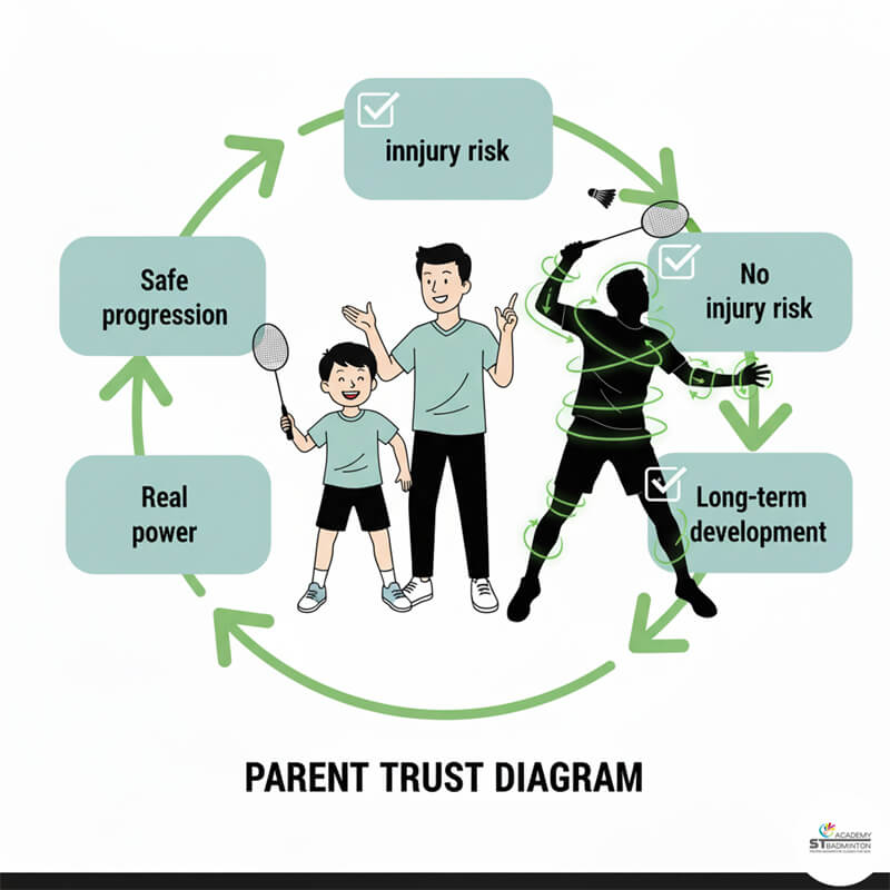 Junior performing safe jump smash practice with landing control in Singapore